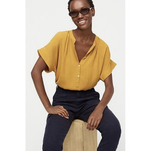 J.CREW Point Sur Drapey Popover Mustard Shirt